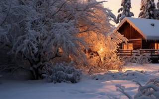 Картинка зима, лес, house, снег, хижина, домик, winter, forest