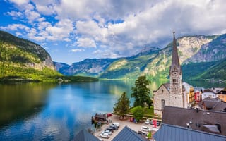 Картинка city, colorful, blue, cityscape, destination, building, europe, church