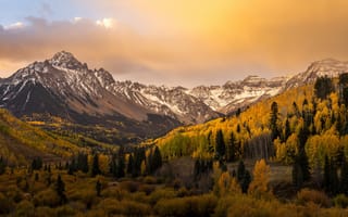 Картинка USA, forest, mountains, nature, landscape, clouds, trees, sky