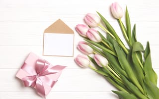 Картинка любовь, цветы, pink, love, тюльпаны, букет, подарок, романтика