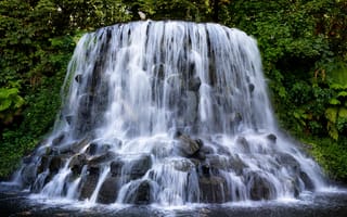 Картинка деревья, камни, водопад