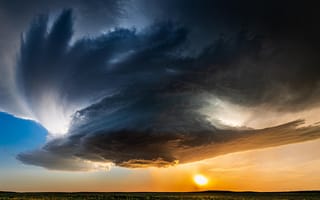 Картинка storm, desert, North America, clouds, landscape, sunset, nature, Texas