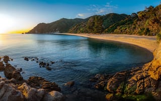 Картинка море, солнце, побережье, горы
