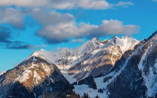 Картинка облака, снег, горы