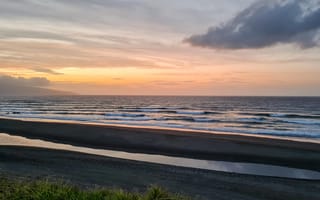 Картинка waves, beach, sky, sunset, Sea, landscape, nature, clouds