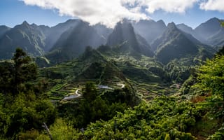 Картинка облака, горы, вершигы, Мадейра