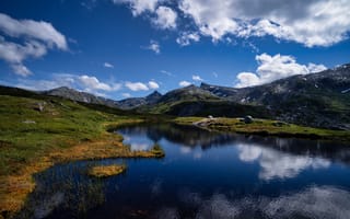 Картинка горы, озеро, Лофотенские острова, Норвегия