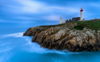 Картинка побережье, Франция, Бретань, маяк