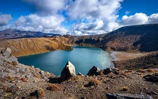 Картинка облака, горы, озеро, Новая Зеландия, Tama lake