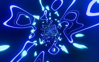 Картинка abstract, waves, neon, blue, digital art