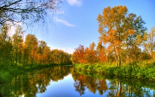 Картинка осень, деревья, природа, река