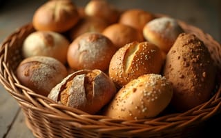 Картинка корзинка, булочки, ИИ-арт