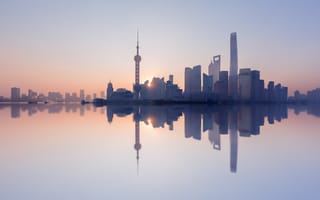 Картинка tower, river, skyline, shanghai, pearl, scene, tourism, oriental