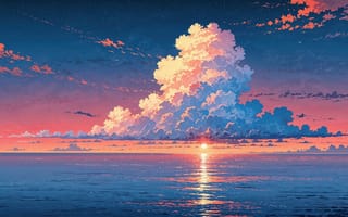 Картинка sky, nature, orange, lands, sunset