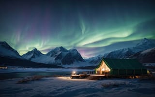 Картинка lights, winter, mountains, polar