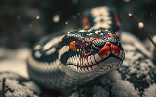 Картинка black, snake, orange, laying, head