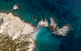 Картинка green, sea, aerial view, blue, coast, cliffs