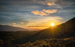 Картинка горы, рассвет, утро