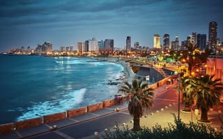 Картинка city, dark, famous, color, israel, east, cityscape, clouds