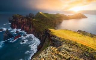 Картинка sky, sea, shore, landscape, Portugal, sunlight, nature, glowing
