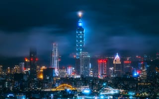 Картинка ночь, город, огни