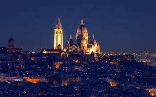 Картинка city, lights, night, city lights, houses, Paris, France, buildings