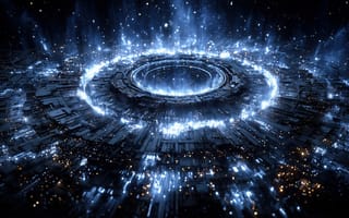 Картинка abstract, blue, illustration, glowing, circle