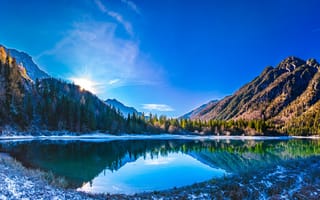Картинка Природа, Отражение, Горы, Италия, Пейзаж, Озеро