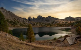 Картинка Франция, Горы, Mercantour national park, Парки, Озеро