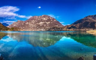 Картинка Горы, Озеро, Италия, Lake Cavazzo, Пейзаж