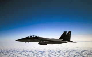 Картинка sky, clouds, U.S. Air Force, pilot, Co-Pilot, F-15E Strike Eagle, horizon