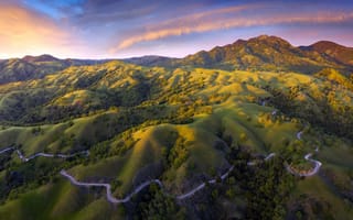 Картинка дорога, облака, простор, Калифорния, горы, горизонт, California, Сан-Франциско