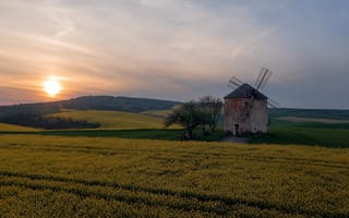 Картинка закат, красота, Моравия, Шимаковский Юрий, горизонт, вечер, мельница
