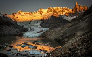 Картинка вода, горы, Лёд и Пламя, солнечный свет, снега, Ганюшкин Владимир, тень