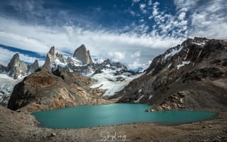Картинка облака, озеро, горизонт, Ледник Rio Blanco и лагуна Sucia, красота, простор, Ганюшкин Владимир