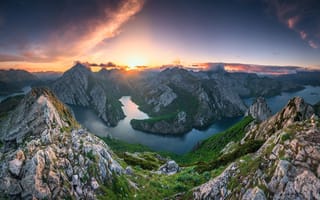 Картинка закат, горы, Leónese Fjords, Spain, Daniel Burton, природа