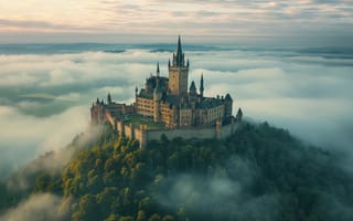 Картинка europe, fog, germany, castle, hohenzollern