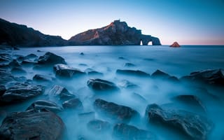 Картинка море, Bizkaia, камни, пейзаж, Gaztelugatxe's San Juan, скалы, Spain