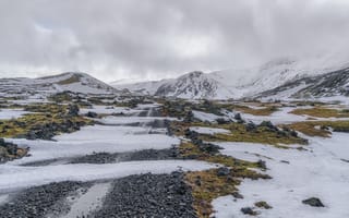 Картинка зима, облака, Горная дорога, сега, Шварцман Евгений