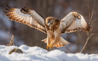 Картинка bird, snow, hunting, predator, hawk