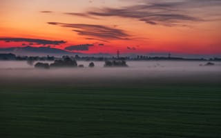 Картинка туман, поля, марево, Николов Андриян, горизонт, простор, красота