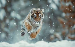 Картинка animals, tiger, winter, snow, cute