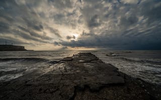 Картинка море, камни, простор, горизонт, красота, Крым, обака, морская даль