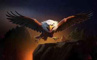 Картинка character, flying, cartoon, eagle