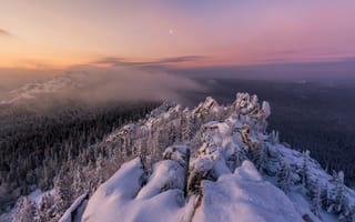 Картинка горы, красота, дымка, Андрей Шарапов, С высоты, простор, горизонт, снега