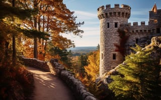 Картинка осень, замок, autumn, landscape, ancient, castle