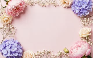 Картинка цветы, рамка, floral, colorful, frame, flowers, pink
