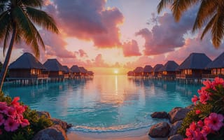 Картинка море, пляж, лето, holidays, отдых, закат, summer, beach