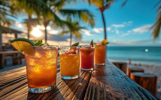 Картинка лед, море, summer, коктейль, отдых, стакан, лето, пляж