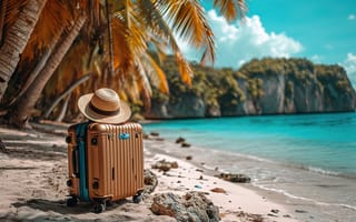 Картинка море, пляж, отдых, лето, курорт, summer, чемодан, holidays